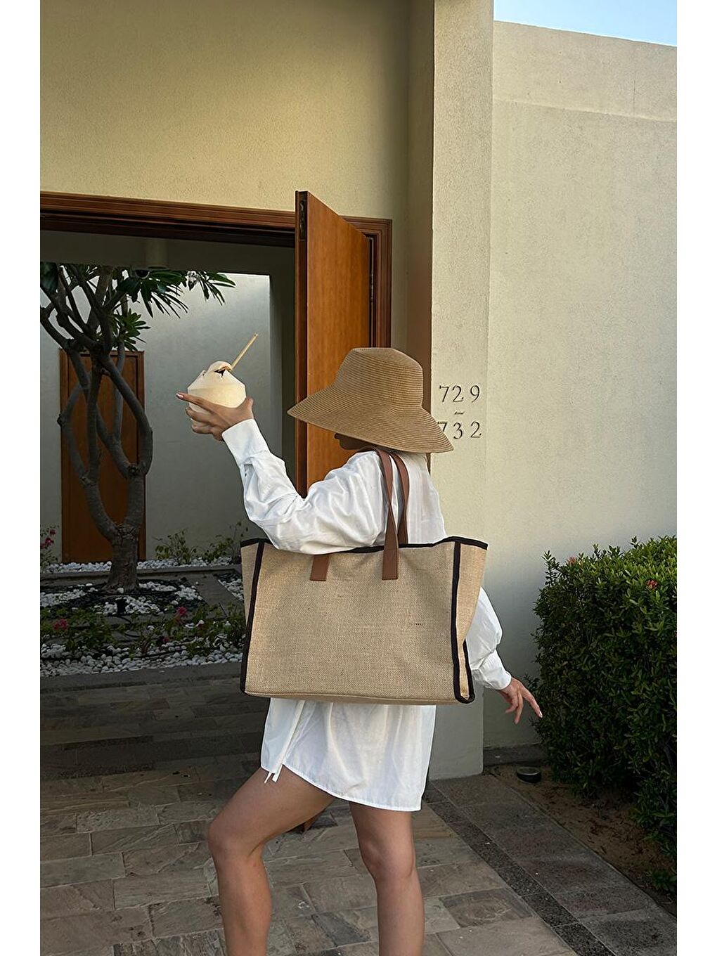 Ekru Arc X Large Hasır Tote Bag Kahverengi-4