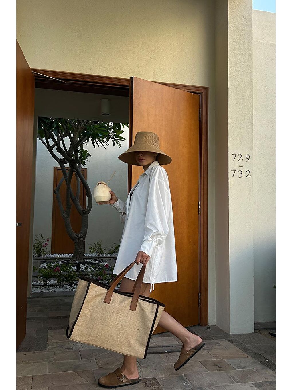 Ekru Arc X Large Hasır Tote Bag Kahverengi-5