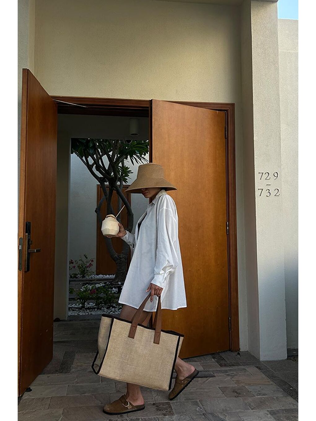 Ekru Arc X Large Hasır Tote Bag Kahverengi-6