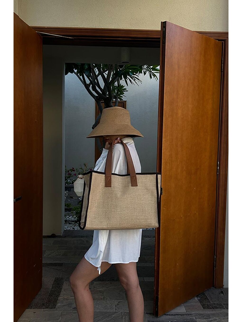 Ekru Arc X Large Hasır Tote Bag Kahverengi-7