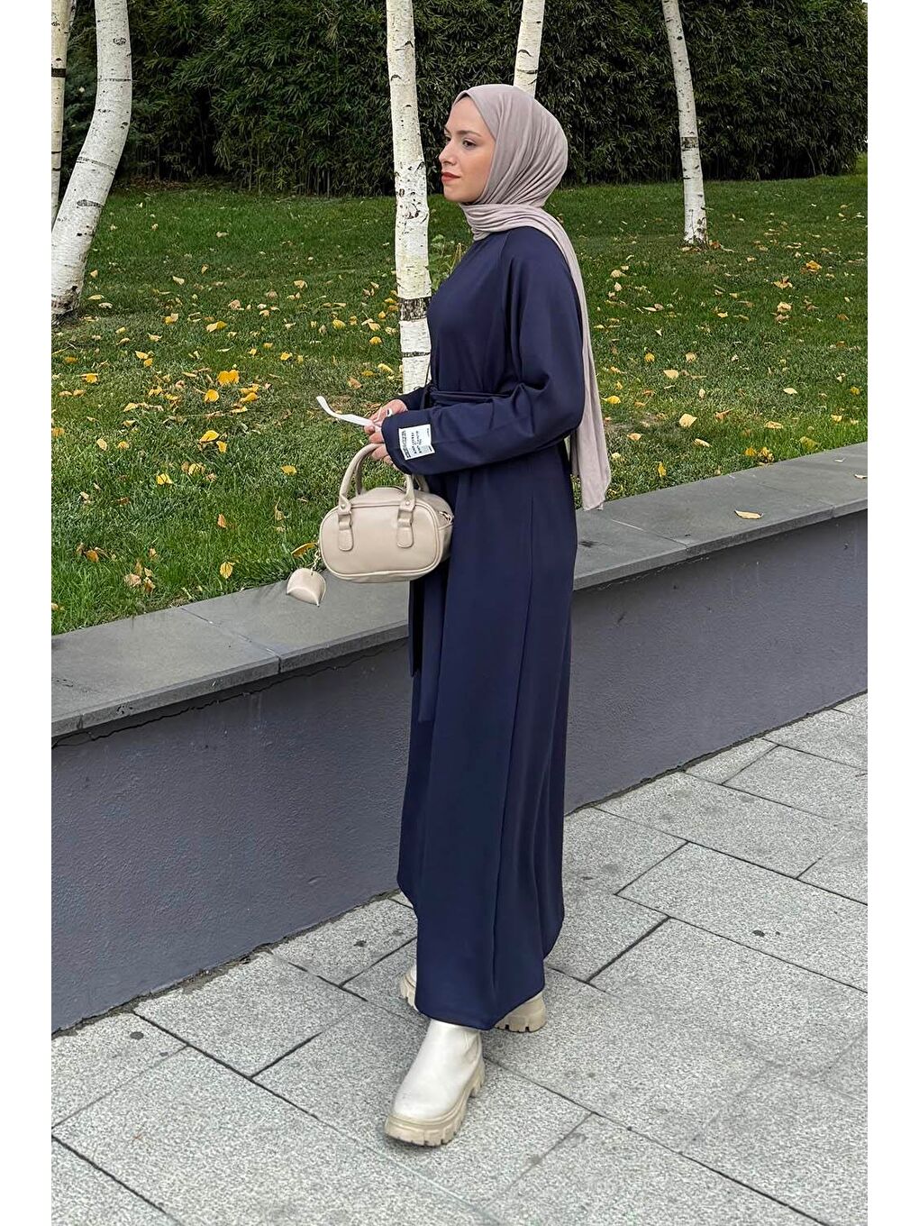 Arma Detaylı Elbise Lacivert-1