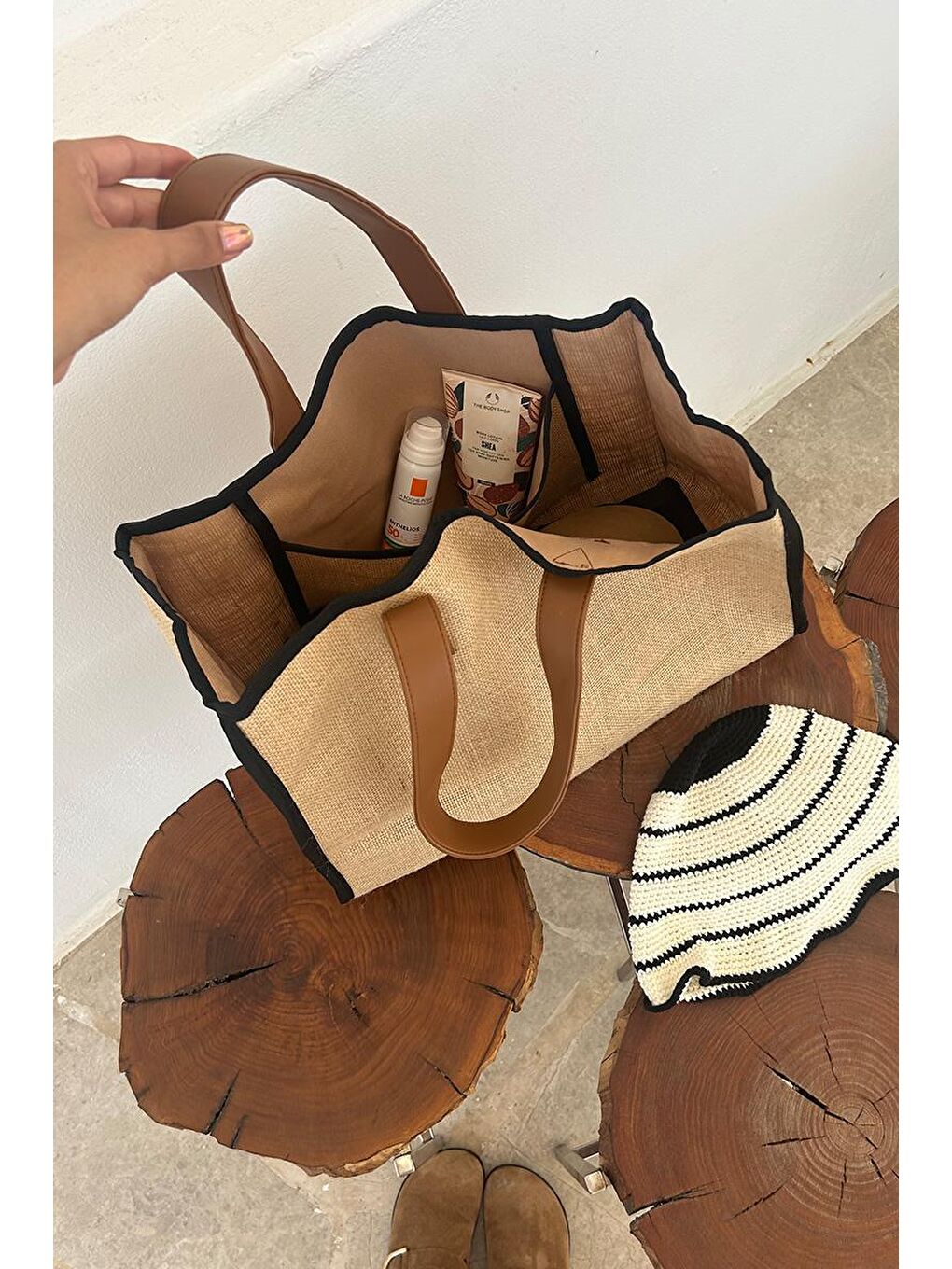 Ekru Arc X Large Hasır Tote Bag Kahverengi-10