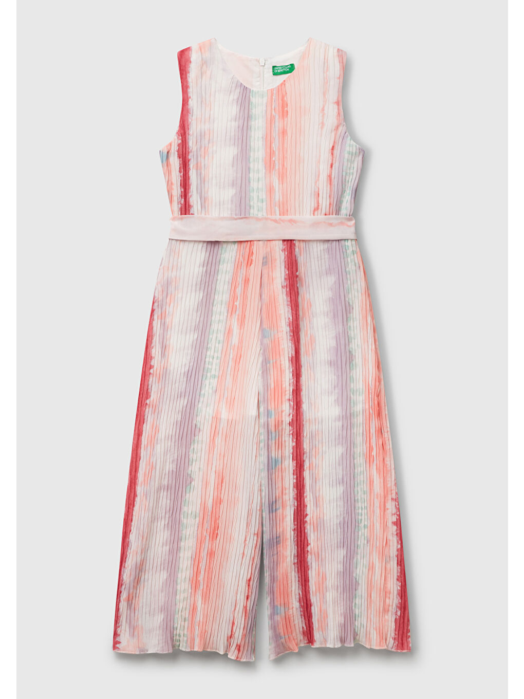 Karışık Kız Çocuk Renkli Tamamı Desenli Kuşaklı Arkası Fermuarlı Kolsuz Tulum