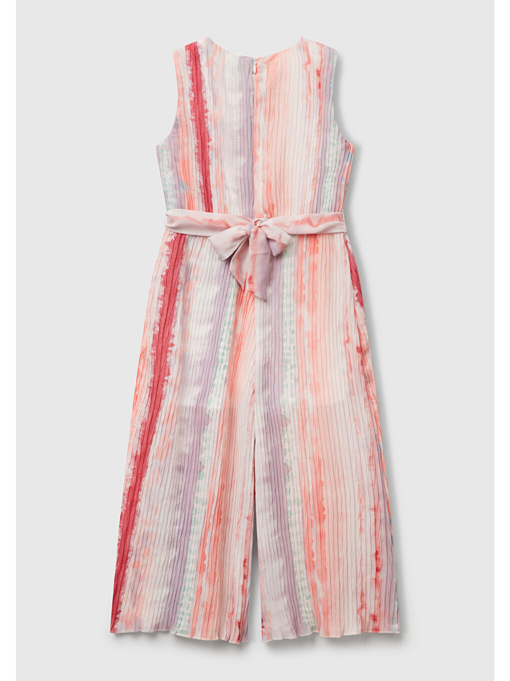 Karışık Kız Çocuk Renkli Tamamı Desenli Kuşaklı Arkası Fermuarlı Kolsuz Tulum-1