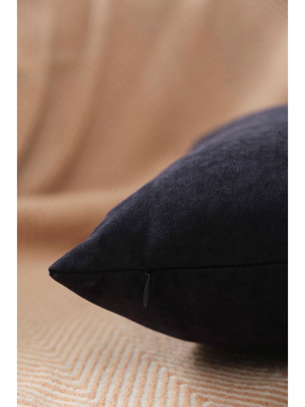 Panoroma Süet Dokulu Düz Punch (Panç) İçin Uygun Koyu Lacivert 30x50 Dekoratif Kırlent Kılıfı-1