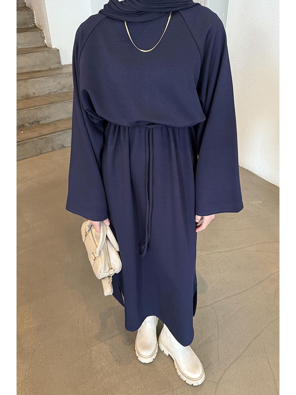 Bağlama Detaylı Elbise Lacivert-2