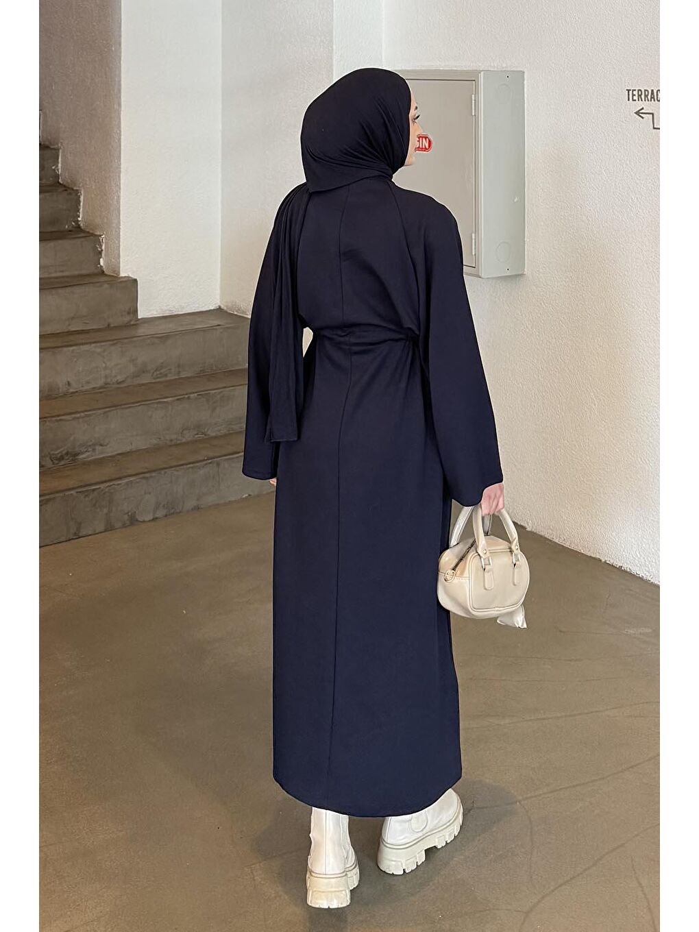 Bağlama Detaylı Elbise Lacivert-3