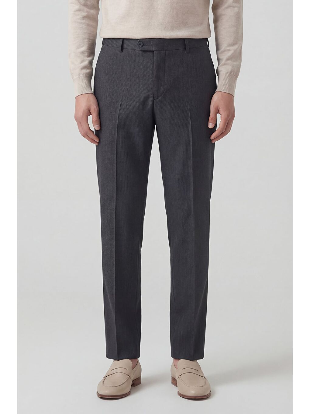 Gri Giotelli Erkek Füme Dar Kesim Slim Fit Viskon Dokuma Normal Bel Dokuma Pantolon