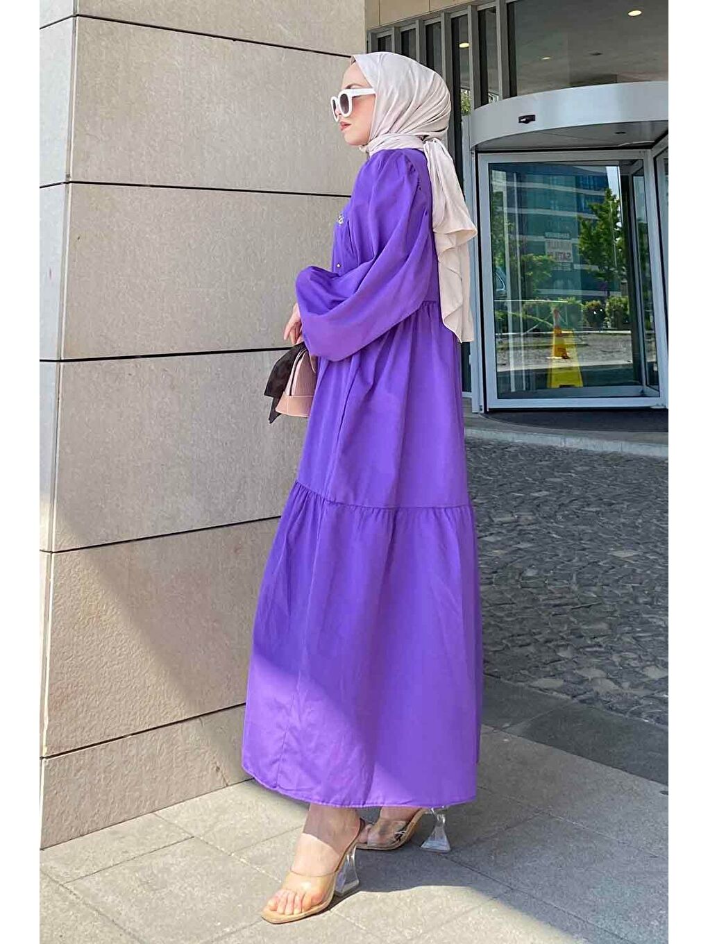 Yazlık Elica Elbise Mor-1