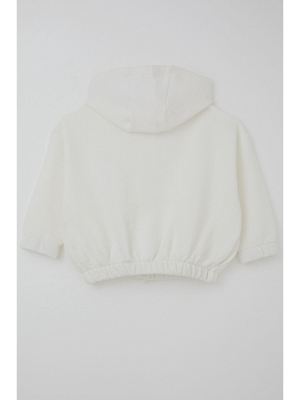 Kız Çocuk Hırka Kendinden Desenli Düğmeli Kolu Beli Lastik Detaylı Ekru (3-7 Yaş)-1