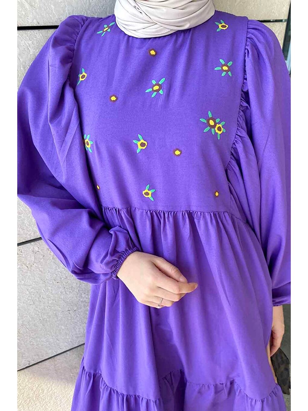 Yazlık Elica Elbise Mor-2