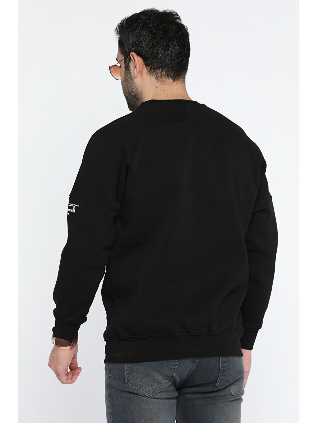 Mishar İtalia Siyah Bisiklet Yaka 3 İplik Şardonlu Sweatshirt - 2