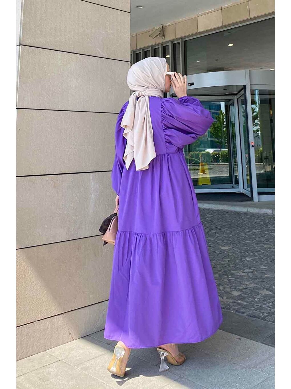 Yazlık Elica Elbise Mor-3