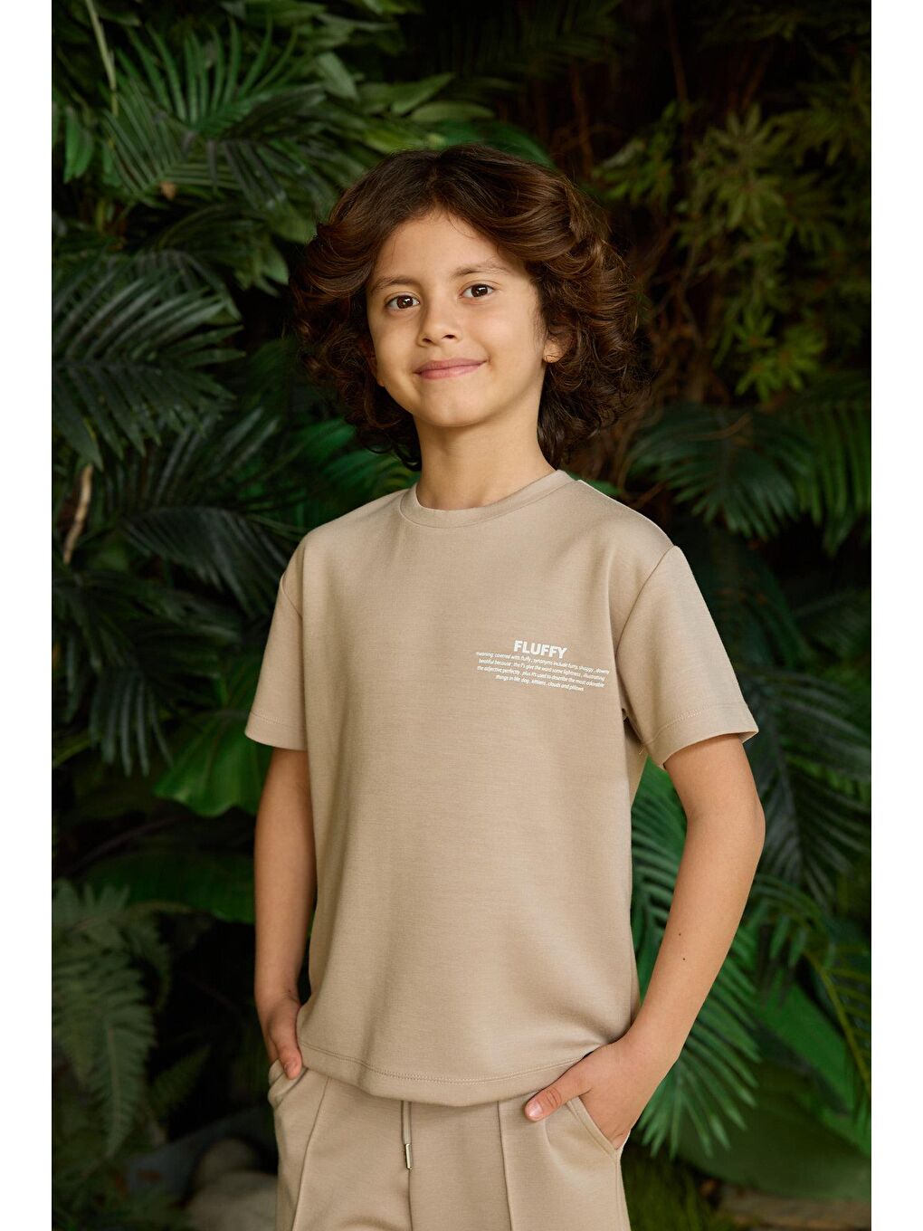 Erkek Çocuk Bej Renkli Fluffy Baskılı Tişört-3