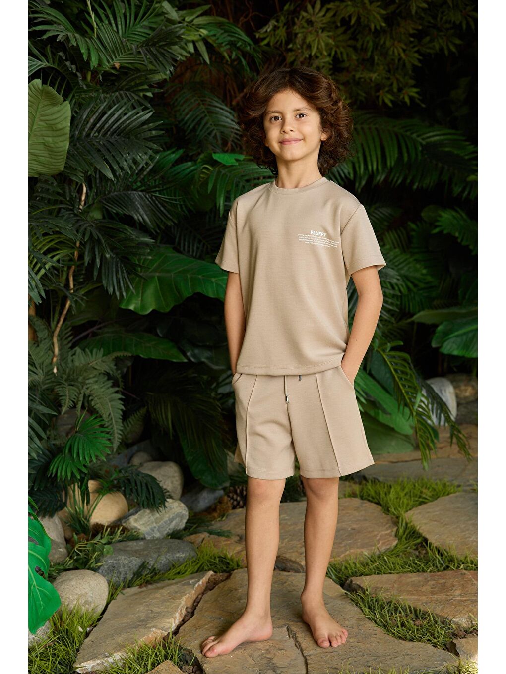 Erkek Çocuk Bej Renkli Fluffy Baskılı Tişört-4