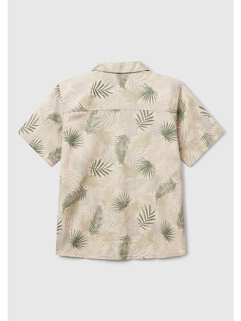 Siyah Erkek Çocuk Desenli Keten Karışımlı Tamamı Desenli Tek Cep Detaylı Kısa Kollu Gömlek-1