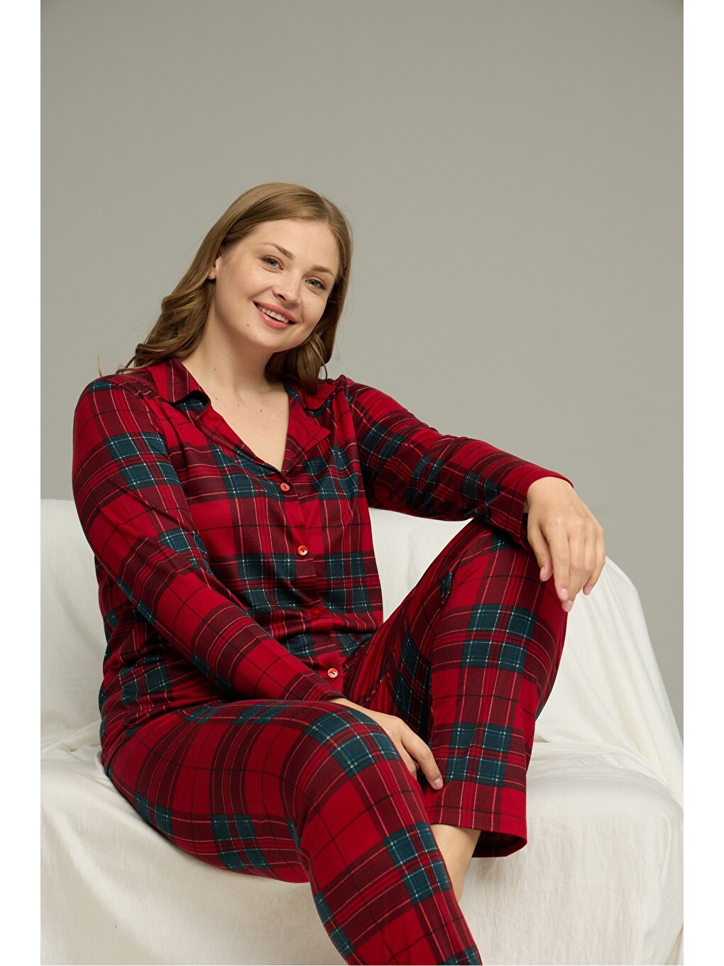 Karışık Beden Battal Boy Gömlek Yaka Düğmeli Milan Örme Pijama Takım25224321