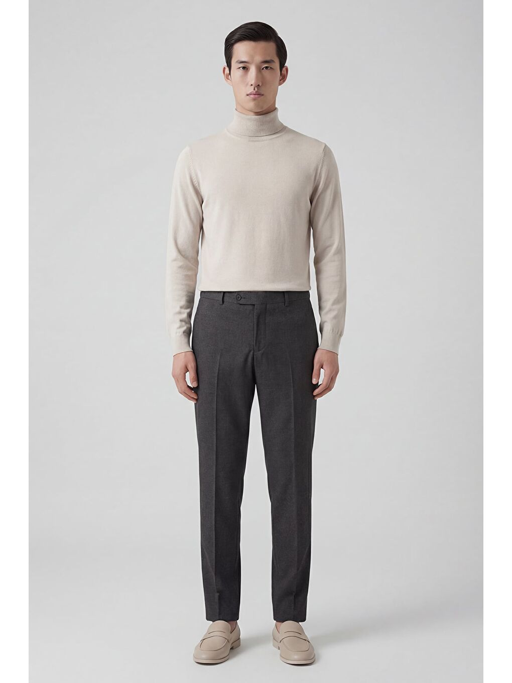 Giotelli Erkek Antrasit Dar Kesim Slim Fit Viskon Dokuma Normal Bel Dokuma Pantolon-1