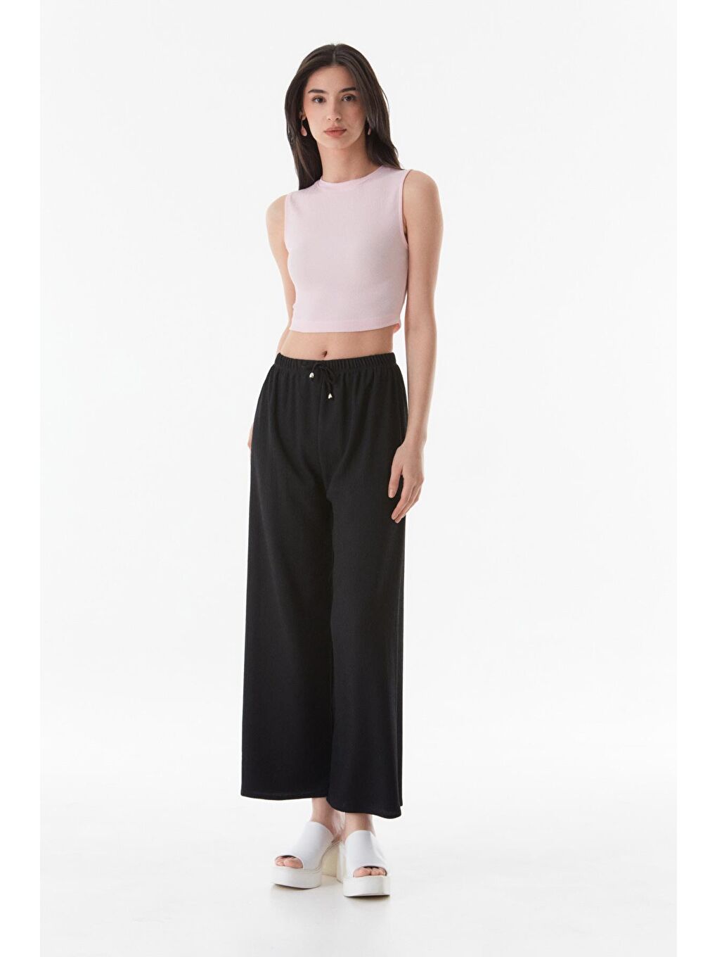 Pembe Bürümcük Kumaş Crop Body-4