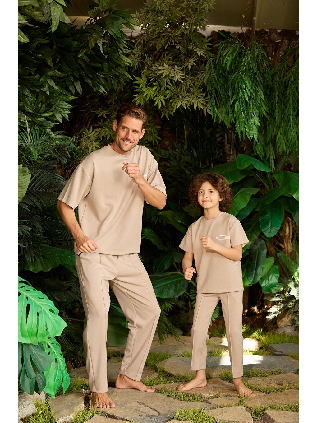 Erkek Çocuk Bej Renkli Beli Bağlamalı Eşofman Altı-2