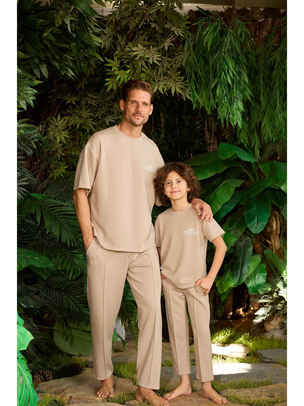 Erkek Çocuk Bej Renkli Beli Bağlamalı Eşofman Altı-3