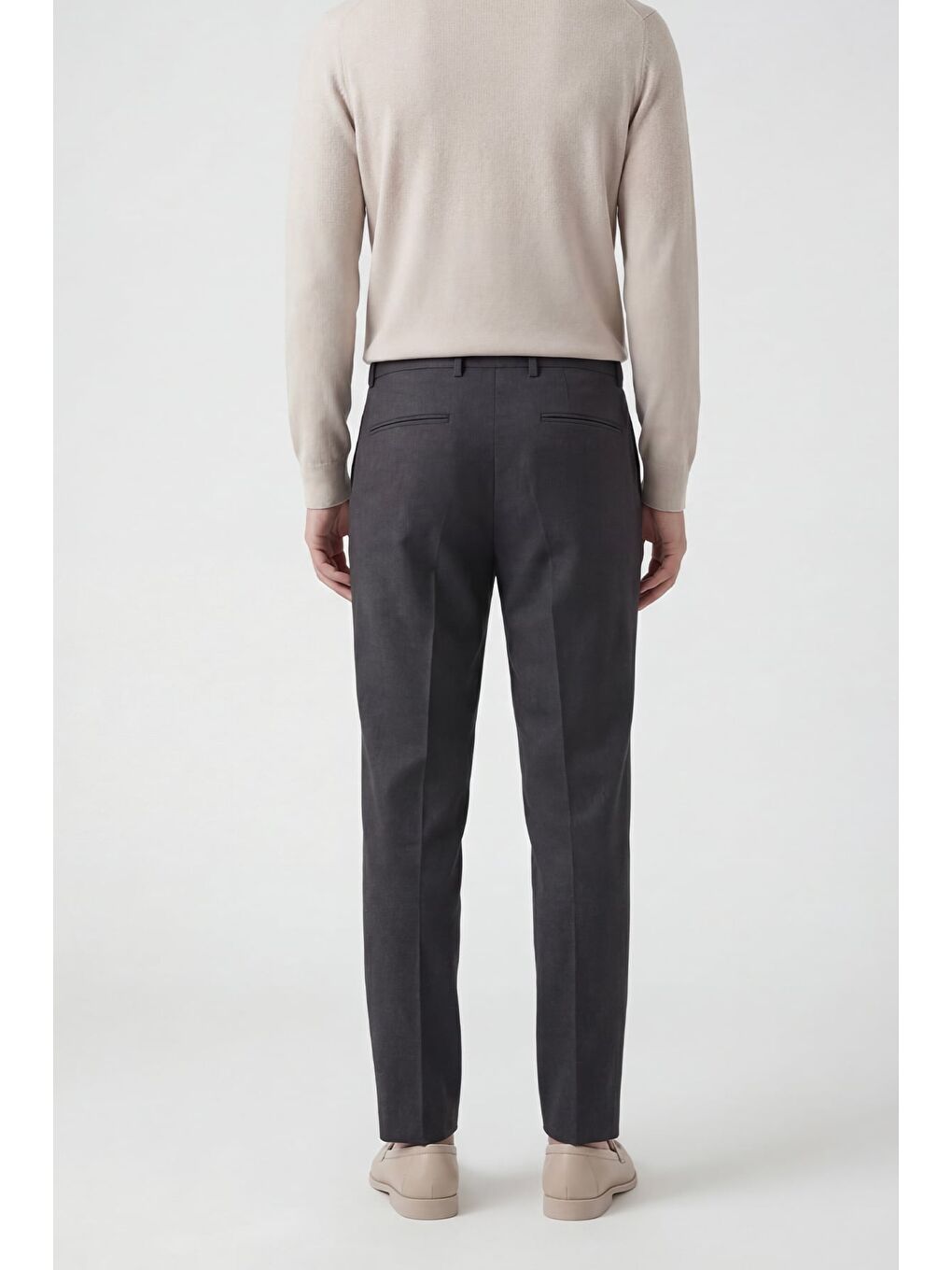 Giotelli Erkek Antrasit Dar Kesim Slim Fit Viskon Dokuma Normal Bel Dokuma Pantolon-3