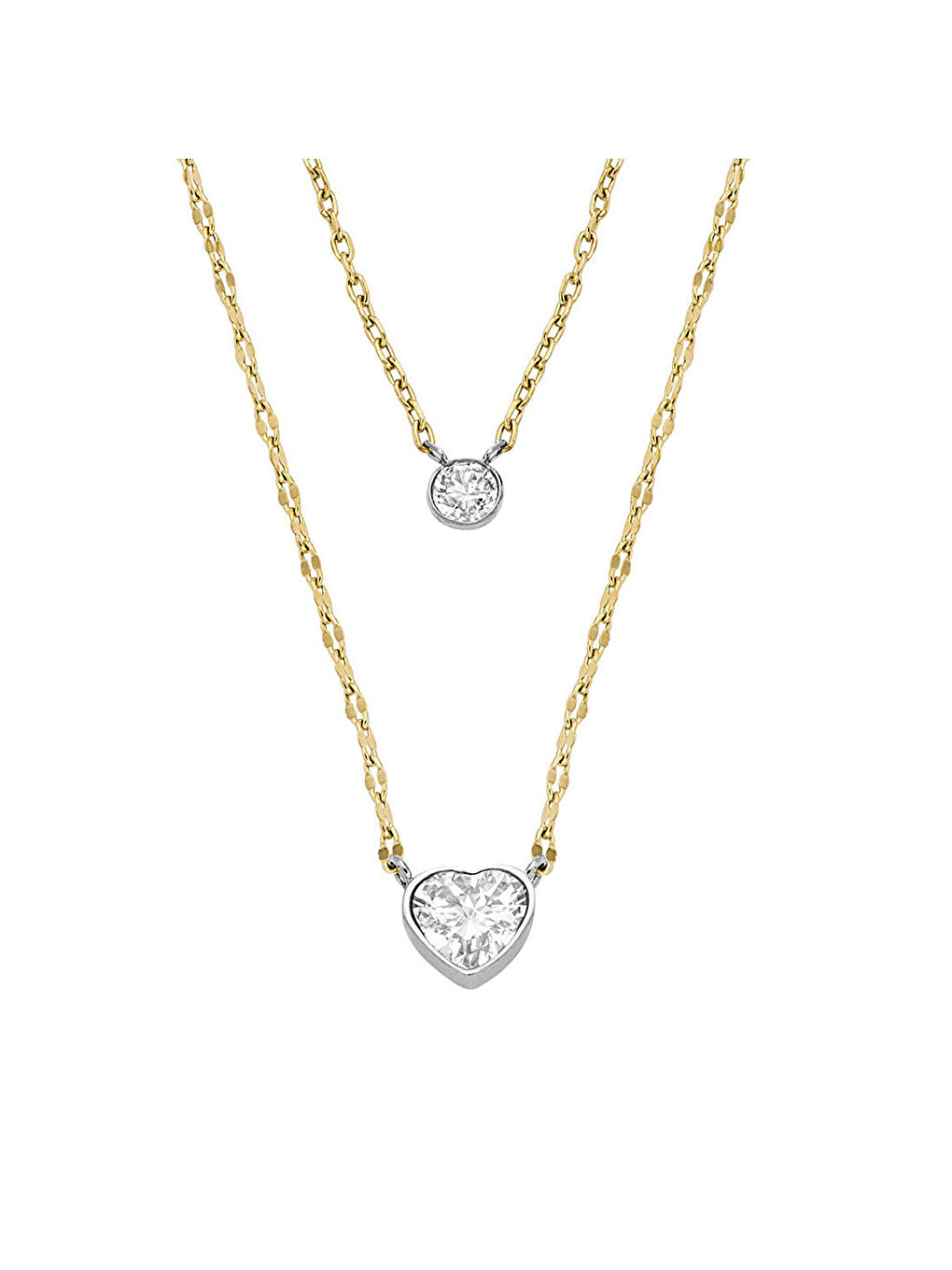 Sarı JF04357-998 Kalpli Kadın Kolye