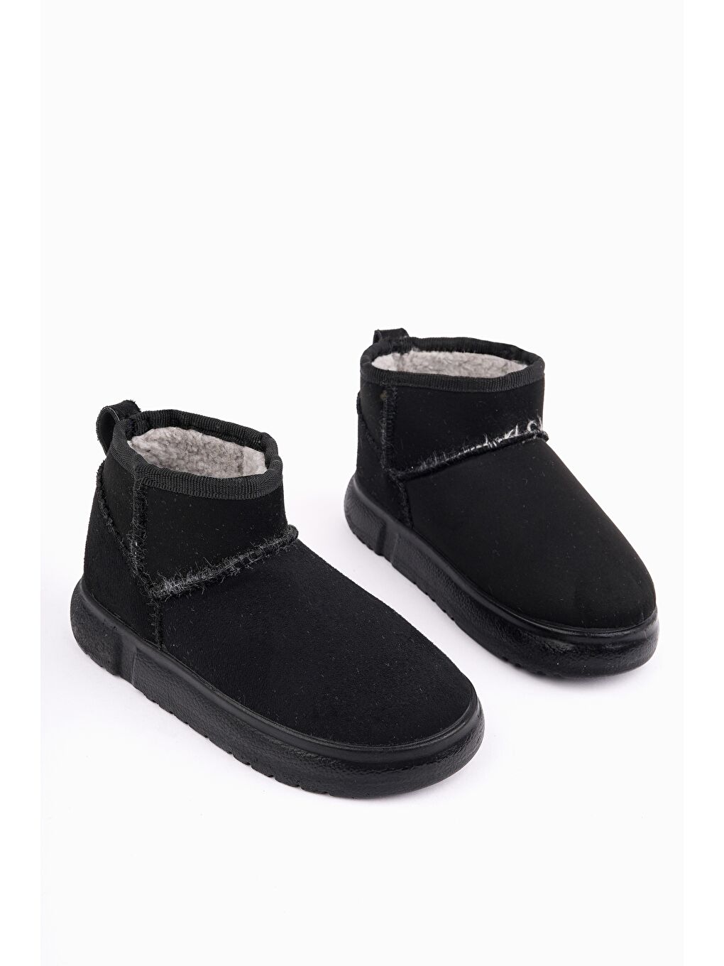 Siyah DİPPERY Çocuk Kalın Taban İçi Tüylü Günlük Mini Yarım Bot-1