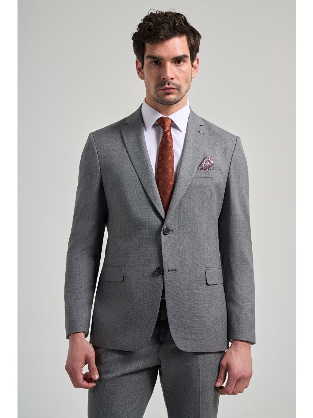 İMZA Kendinden Desenli Bez Ayağı Mono Yaka Tam Astar Esnek 6 Drop Slim Fit Takım Elbise 1001250168-1