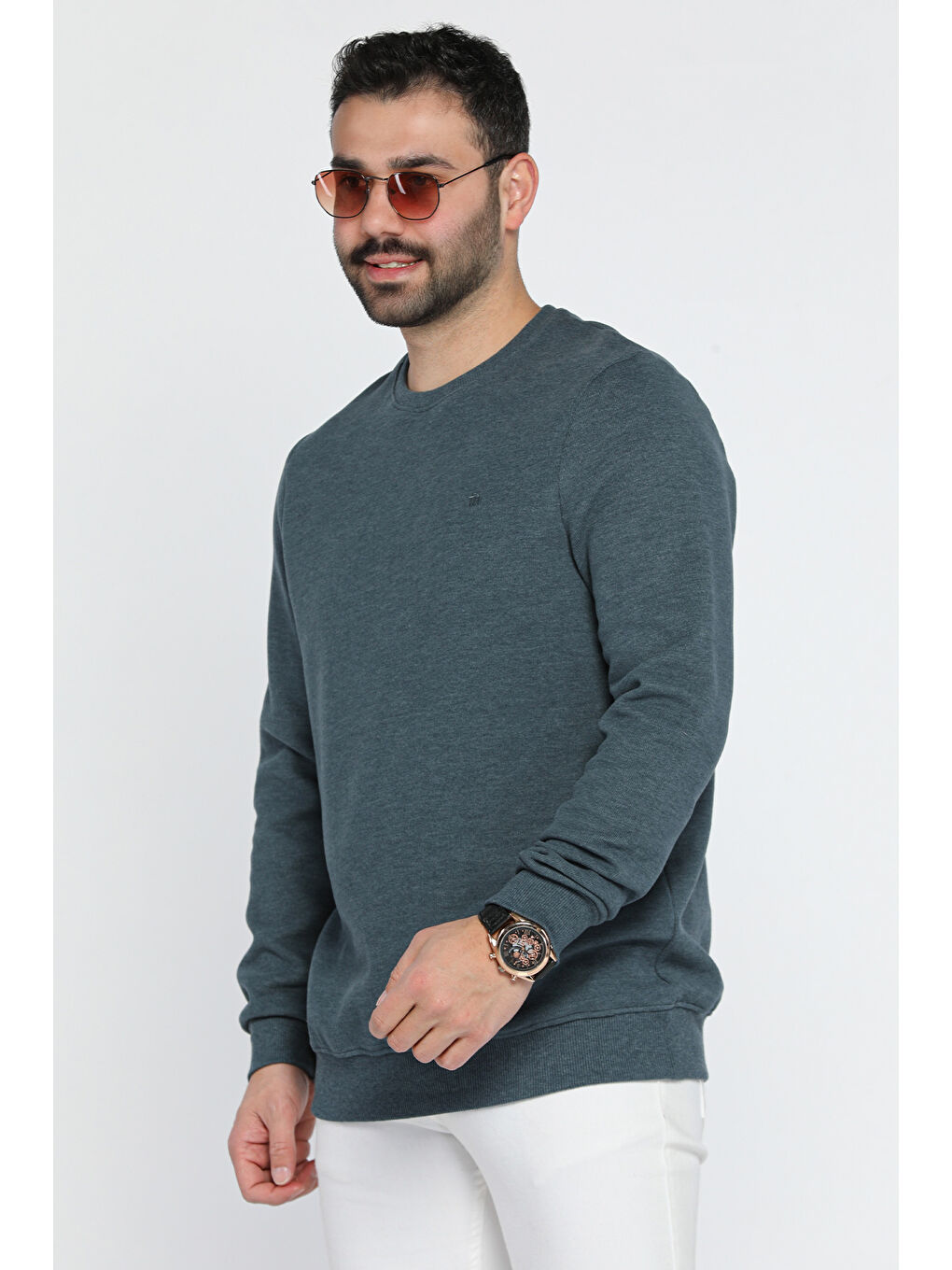 Mishar İtalia Petrol Erkek Bisiklet Yaka Sweatshirt