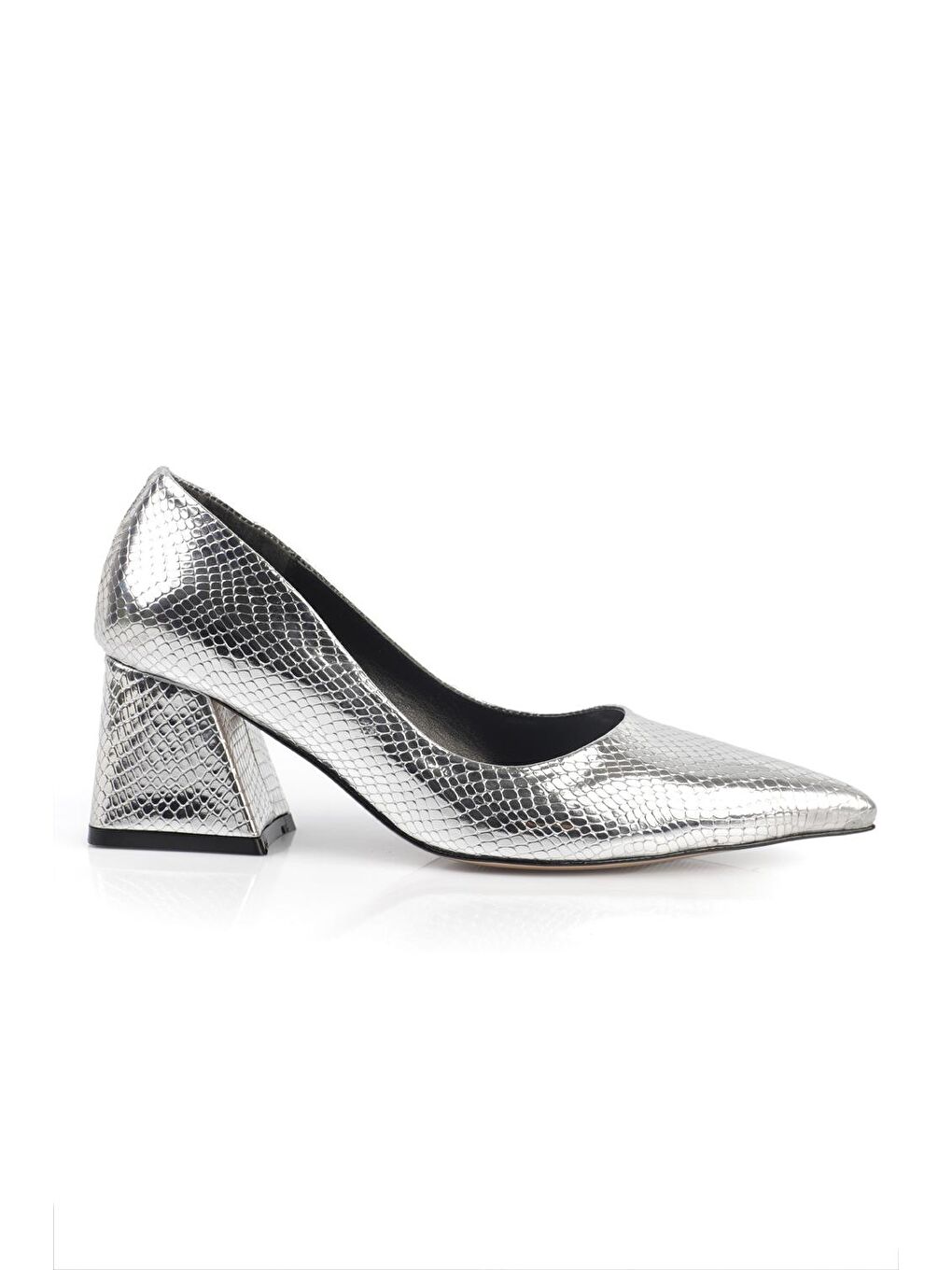 Gri Orta Topuklu Yumuşak Pedli Taban Kadın Ayakkabı-2