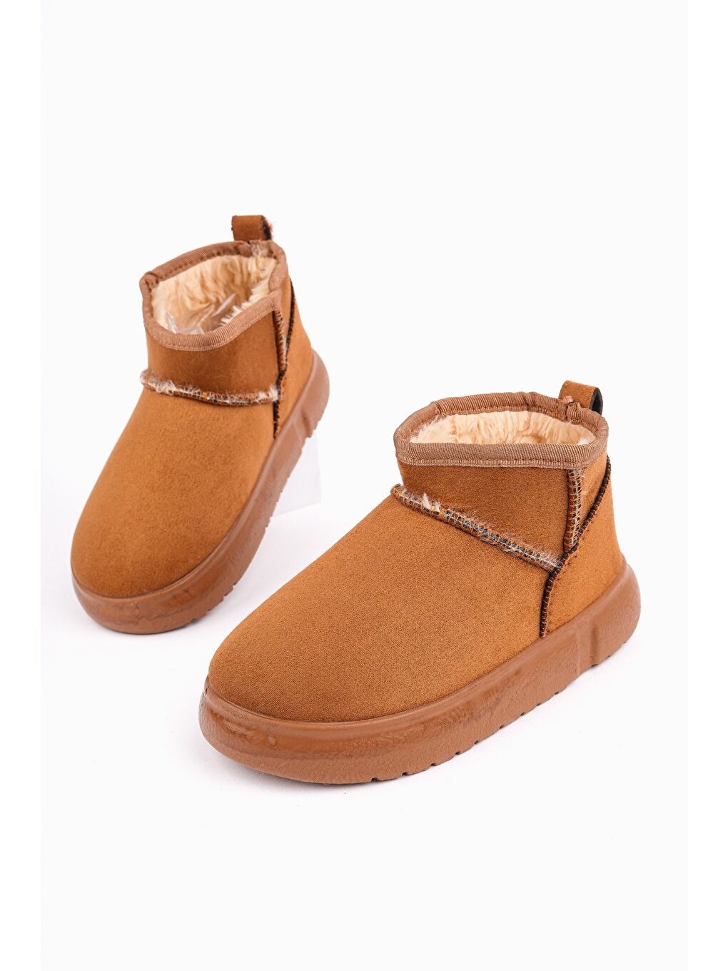 Kahverengi DİPPERY Çocuk Kalın Taban İçi Tüylü Günlük Mini Yarım Bot-1