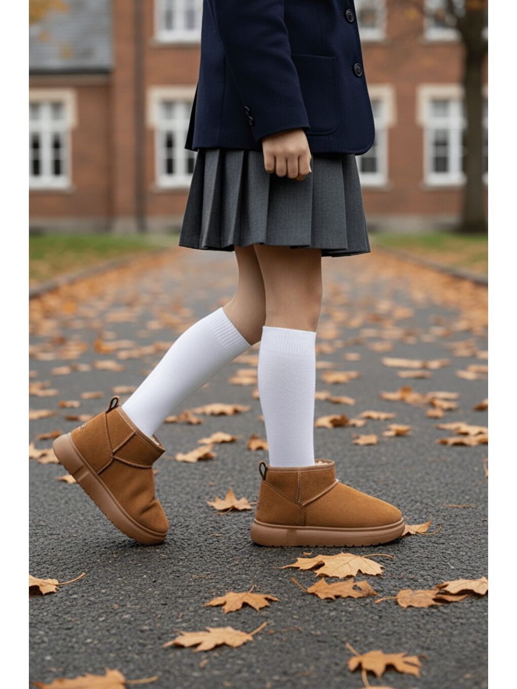 Kahverengi DİPPERY Çocuk Kalın Taban İçi Tüylü Günlük Mini Yarım Bot-3