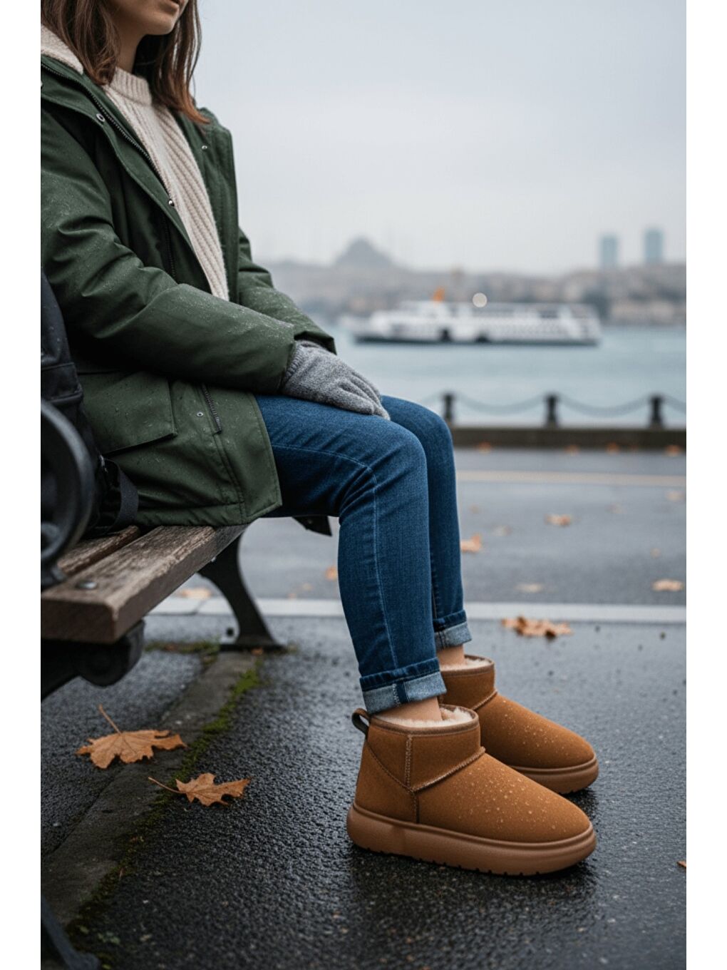 Kahverengi DİPPERY Çocuk Kalın Taban İçi Tüylü Günlük Mini Yarım Bot-4