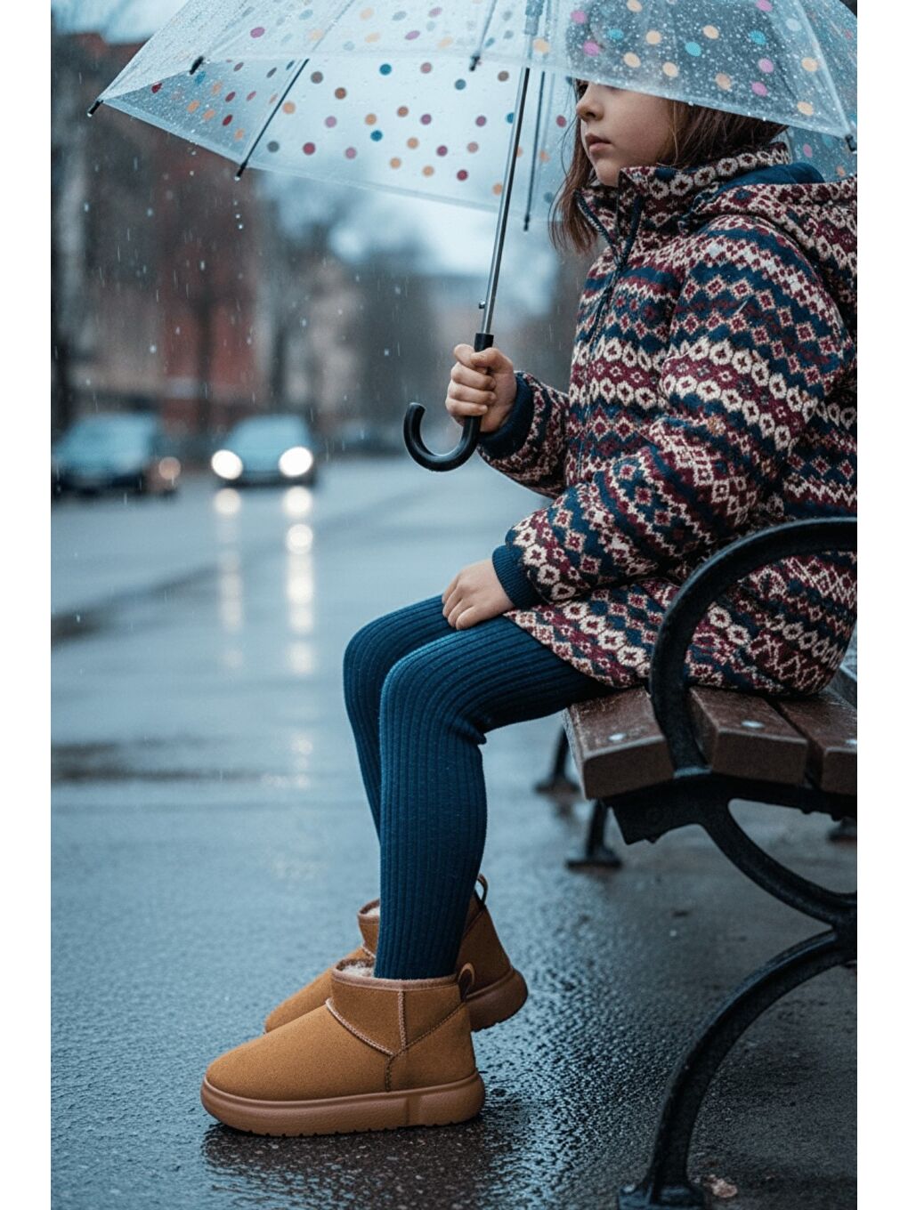 Kahverengi DİPPERY Çocuk Kalın Taban İçi Tüylü Günlük Mini Yarım Bot-8