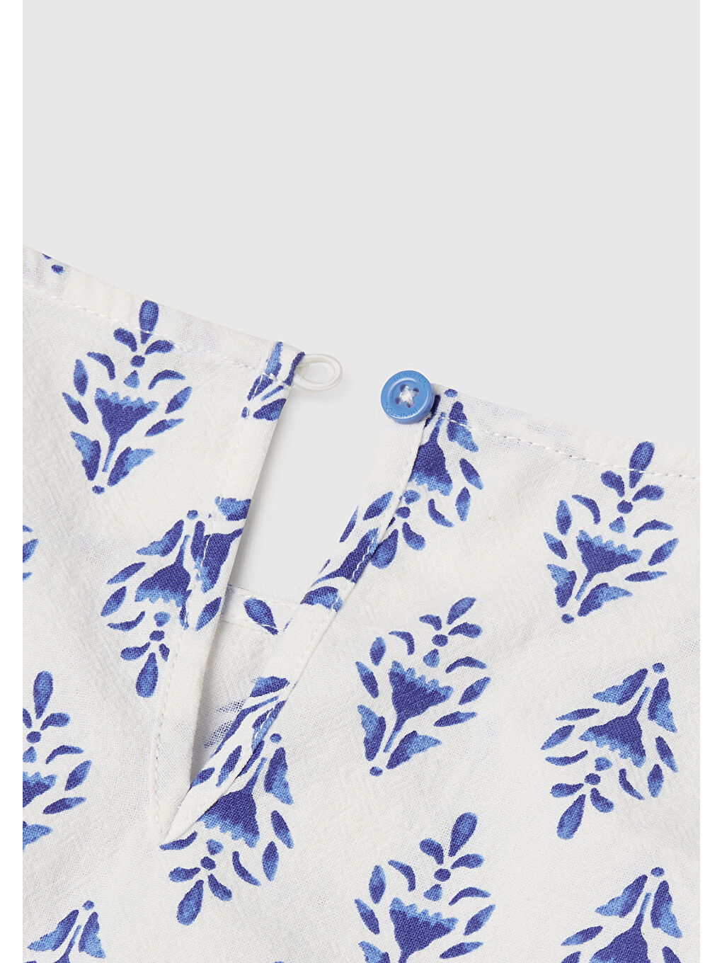 Kız Çocuk Mavi Desenli Beli Lastikli Büzgü İpli Kısa Kollu Elbise-2