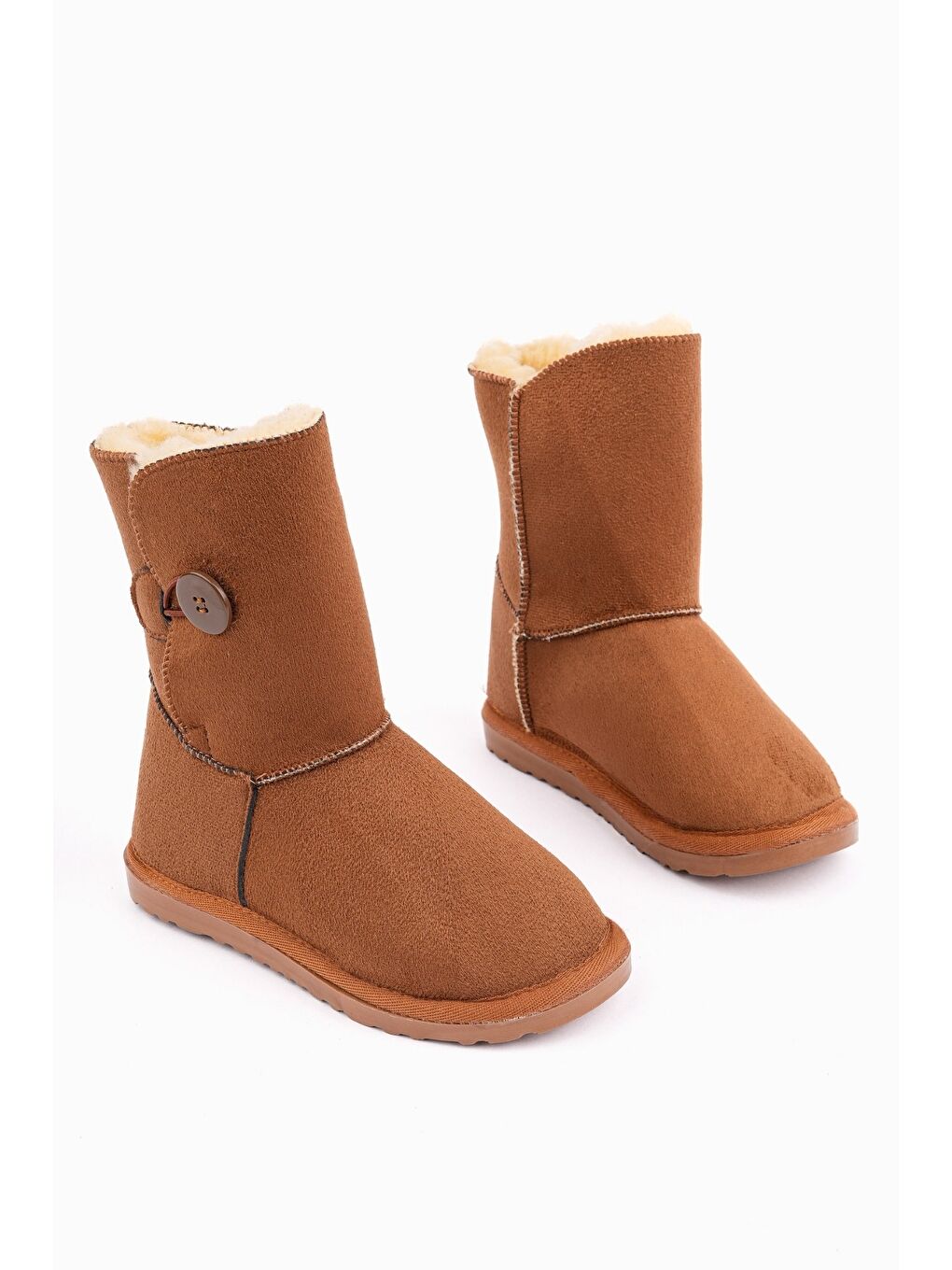 Kahverengi KİDDY Düğmeli Kürklü Çocuk Kışlık Bot-2