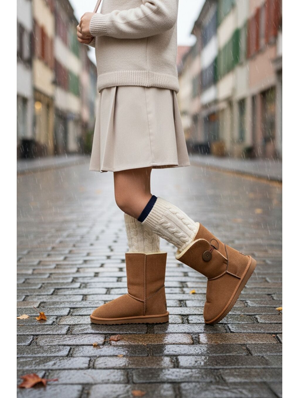 Kahverengi KİDDY Düğmeli Kürklü Çocuk Kışlık Bot-3