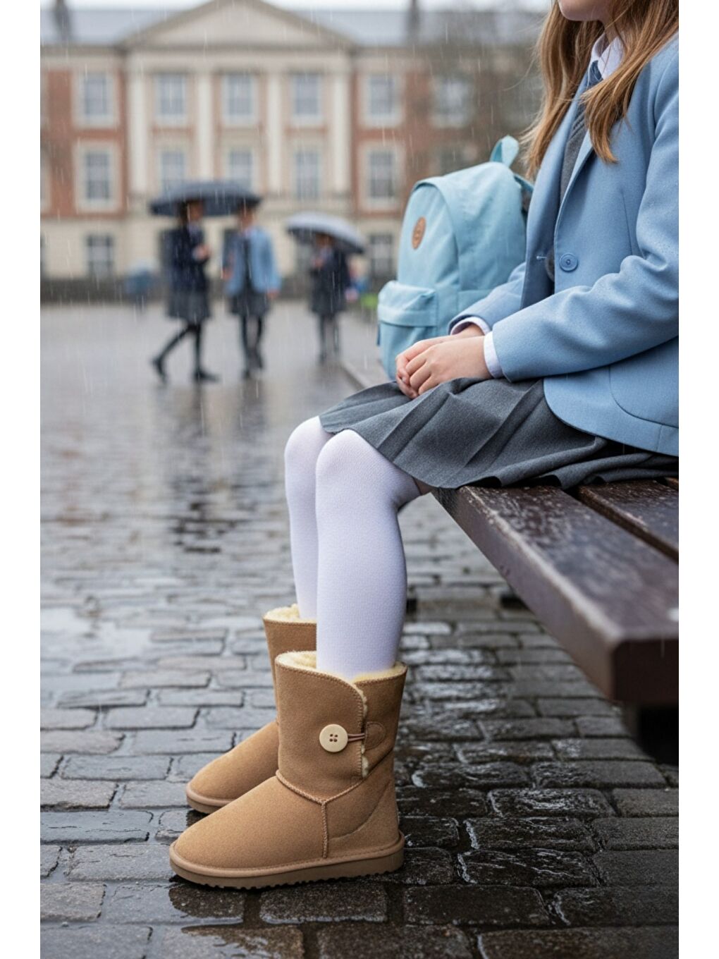 Bej KİDDY Düğmeli Kürklü Çocuk Kışlık Bot-3