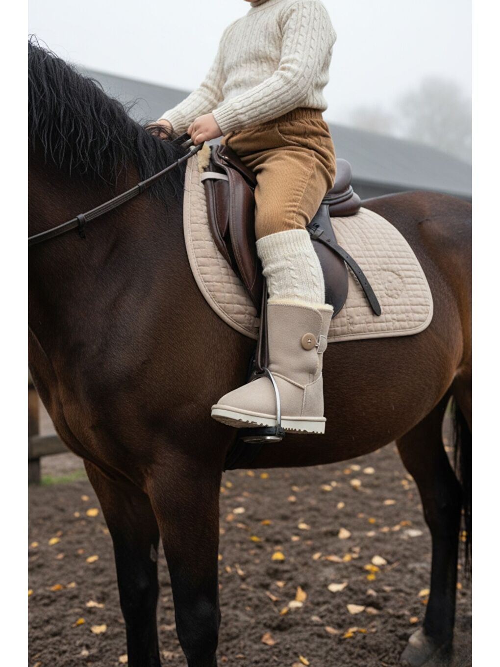 Bej KİDDY Düğmeli Kürklü Çocuk Kışlık Bot-3