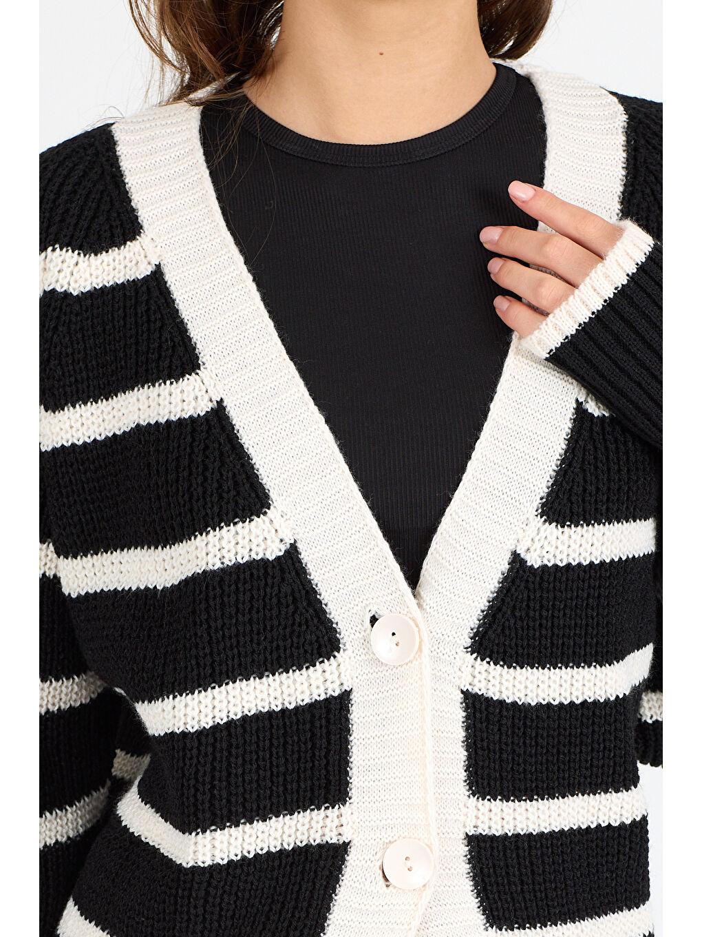 Ekru Kadın Triko Hırka 4017 (Standart Beden s-m-l-xl Beden Uyumludur)-2