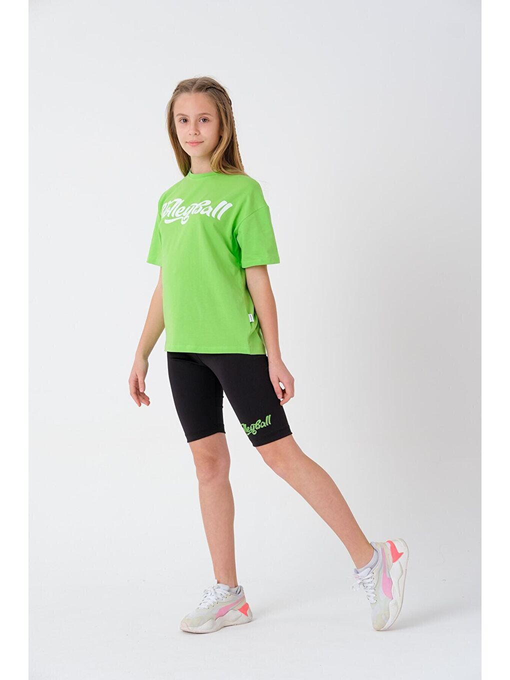 Yeşil Kız Çocuk Scuba Taytlı Volleyball Yazılı Takım 8-14 Yaş T2063