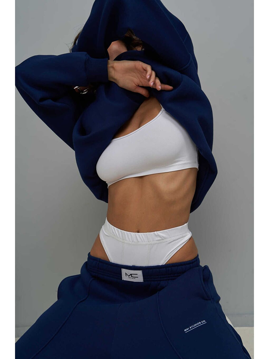 Minimal Baskı Lacivert Eşofman Takım-3