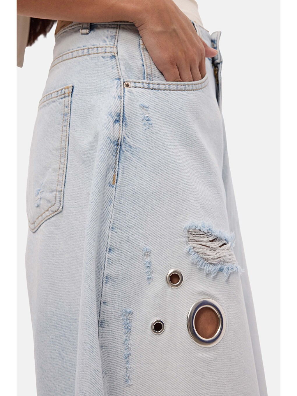 Mavi Kadın Jean Renk 12s6-100 Maxi Boy Tasarım Bermuda Şort-3