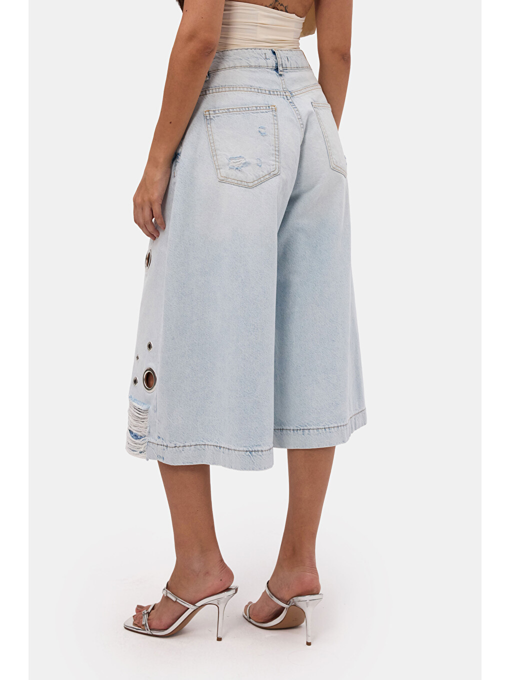 Mavi Kadın Jean Renk 12s6-100 Maxi Boy Tasarım Bermuda Şort-4