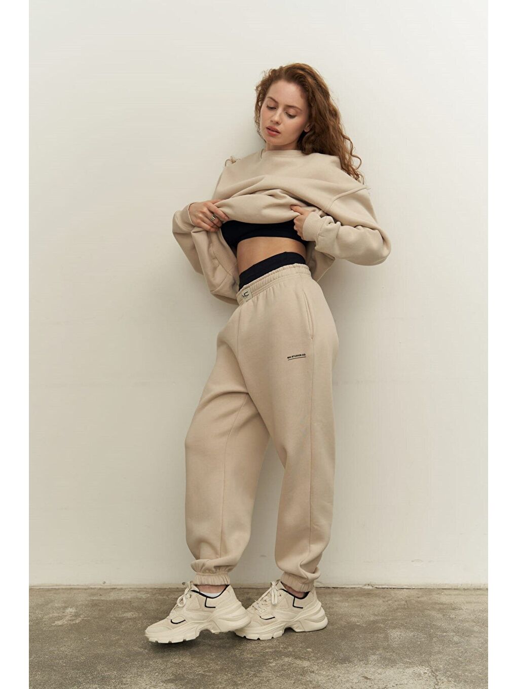 Beyaz Mini Bike Kemik Bisiklet Yaka Eşofman Takım-2