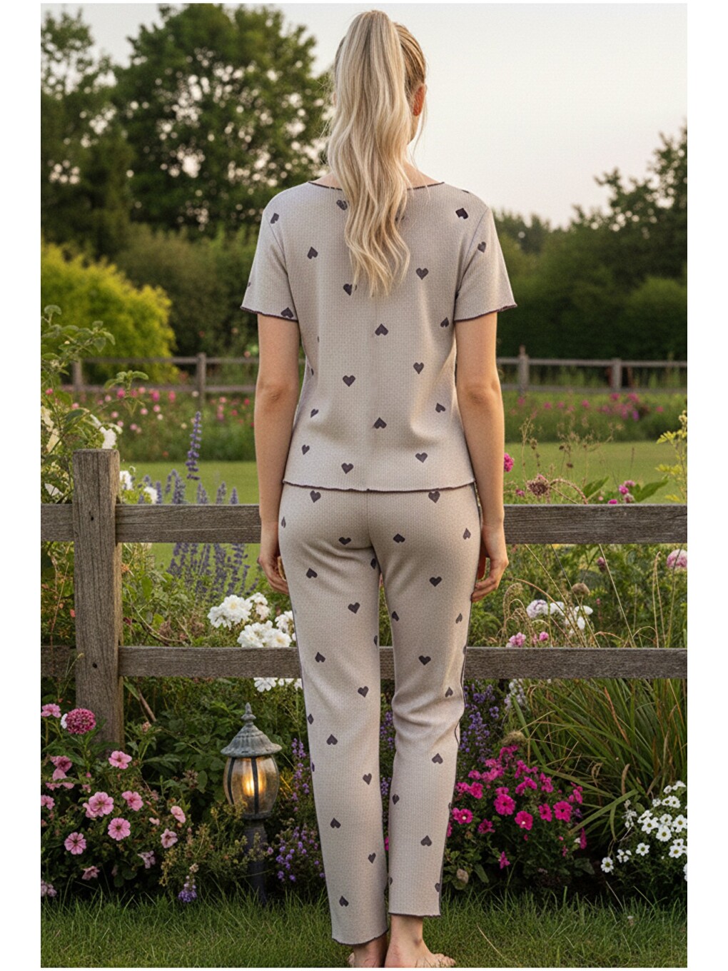 Yeşil Fitilli Kaşkorse Örme Pijama Takım 26120551-2