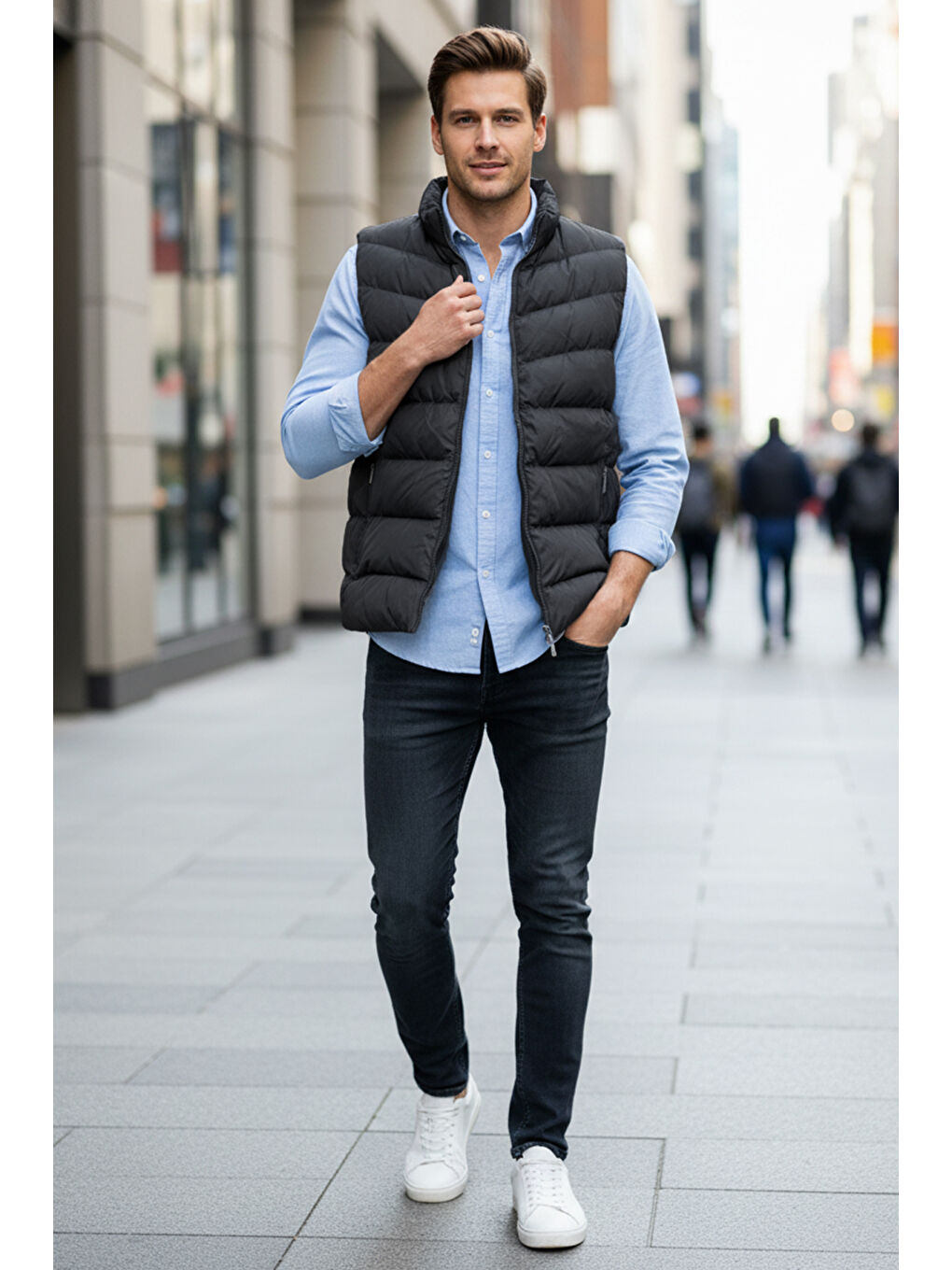 Erkek İçi Astarlı Şişme Yelek 7065 Siyah-2