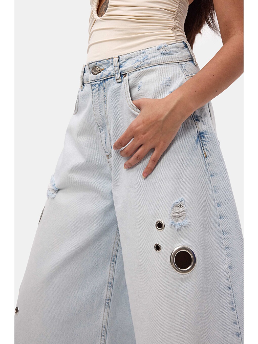Mavi Kadın Jean Renk 12s6-100 Maxi Boy Tasarım Bermuda Şort-6