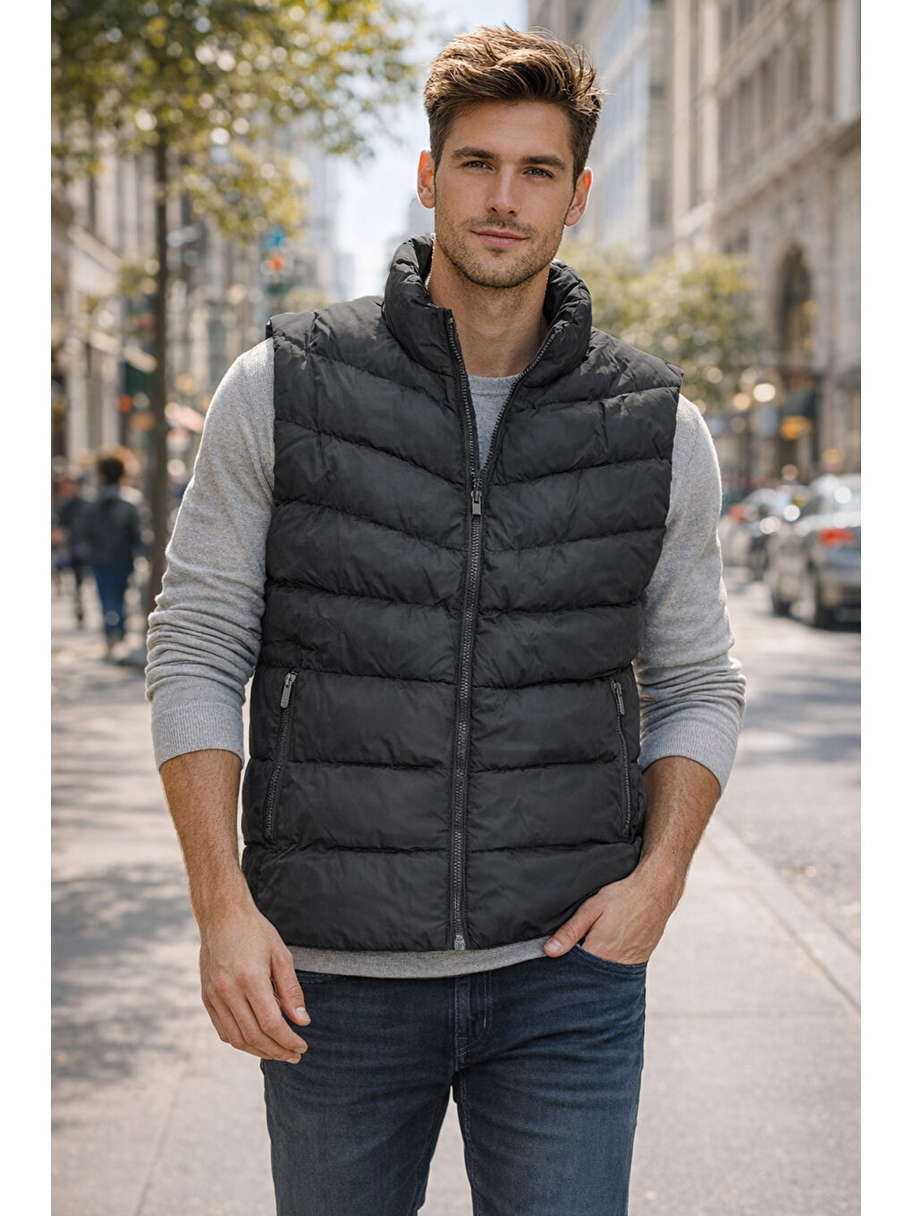 Erkek İçi Astarlı Şişme Yelek 7065 Siyah-3